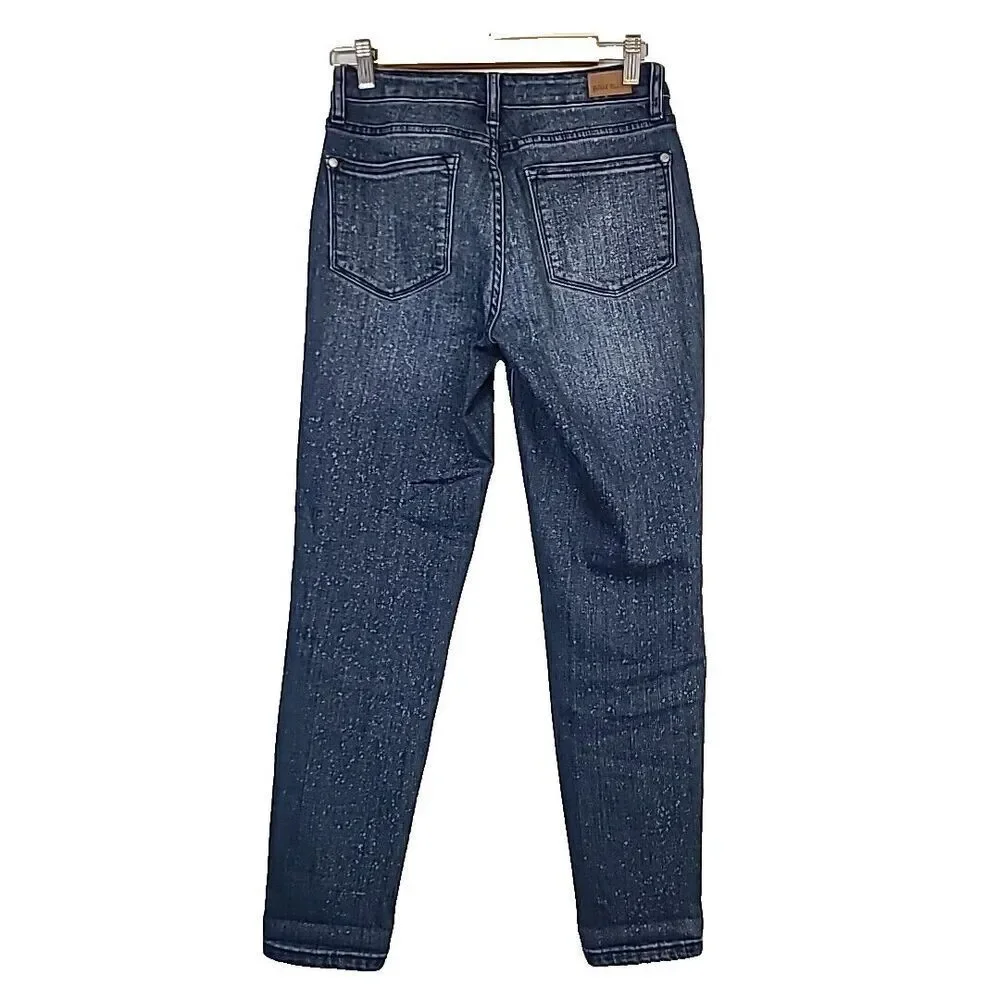 Judy Blue Relaxed Fit Jeans‎ 26 Blue Medium Wash Speckled Mid Rise Ankle Denim - Picture 3 of 9